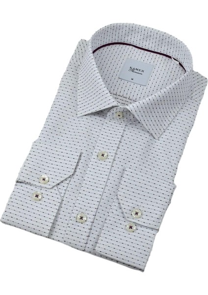 Erkek Klasik Puantiyeli Uzun Kol Gömlek 3706 BGL-ST04395