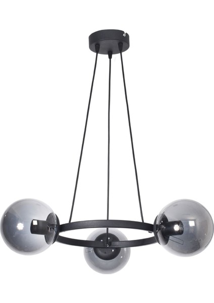 Owen Modern Tasarım Mutfak Yatak Odası Salon Oturma Odası Siyah Renk Füme Camlı 3 Lü Avize fiyatları