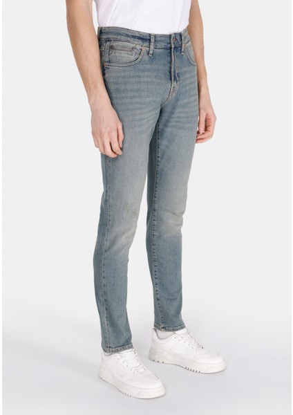 Slim Fit Düşük Bel Dar Paça Erkek Indigo Jean Pantolon fırsatları