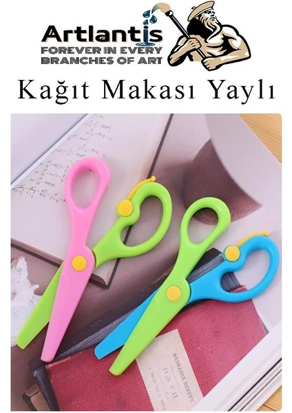 Renkli Kağıt Makası 4 Adet Plastik Yaylı Küt Uç Korumalı Okul Makası Çocuk Makası Okul Öncesi Kreş Ana Sınıfı