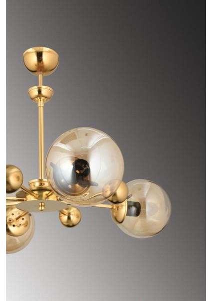 Nairobi 4'lü Gold Kasa Sarı Glop Camlı Avize modelleri