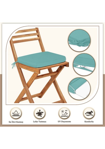 Canvas 2'li Turkuaz Sıvı Geçirmez Leke Tutmaz Fermuarlı Bağcıklı Sandalye Minderi 40 x 40 cm fiyatları