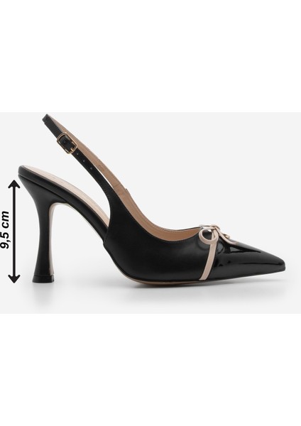 Kadın Stiletto Sivri Burun Fiyonk Detaylı Arkası Açık Topuklu Ayakkabı Ferosa