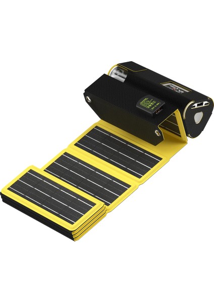 170W Power Bank Uyumlu 24W Katlanabilir Güneş Paneli - Siyah