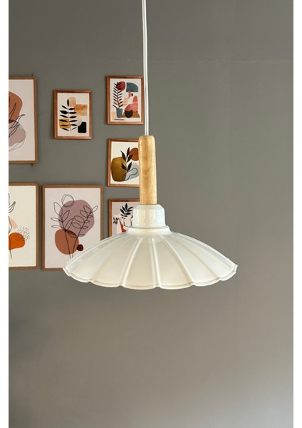 Risso Beyaz Tekli Metal Avize Ahşap Başlık Cafe Mutfak Modern Dekoratif Sarkıt Aydınlatma fiyatları