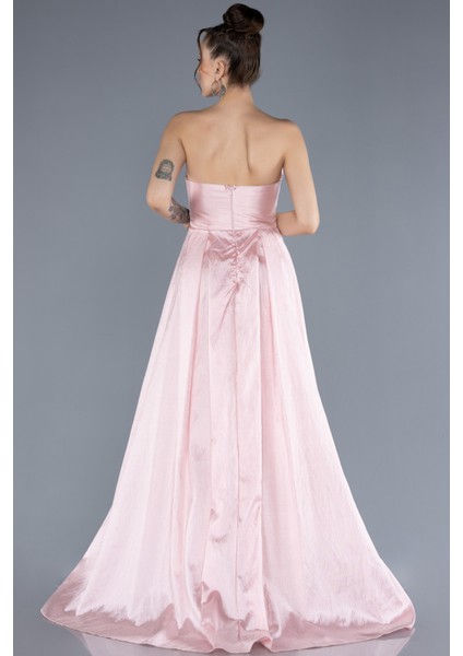 Taşlı Straplez Yaka Uzun Tafta Abiye Elbise ABU4579 fiyatları