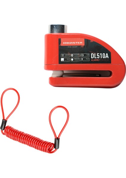 DL510A 10 mm Alarmlı Disk Kilidi | Hatırlatma Kablosu ve Taşıma Çantası Hediye | Kırmızı fiyatları