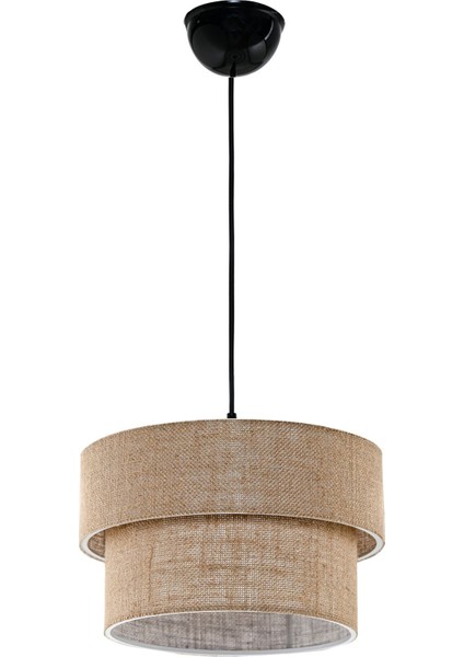 Jüt Ip Kumaş Hasır Natural Rattan Sarkıt Avize