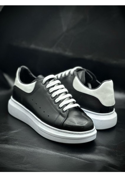 Erkek Hakiki Deri Sneakers Siyah Beyaz fiyatları