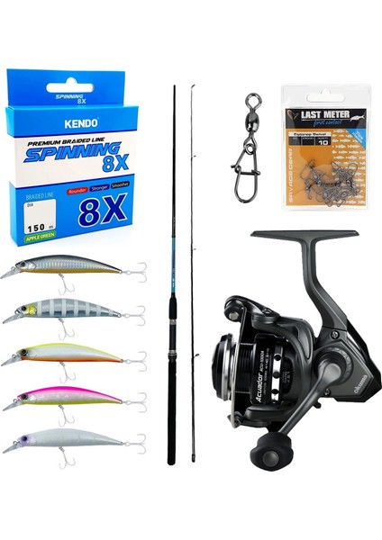 Yekoutdoor Okuma Spin Olta Seti Okuma G-Power Spin 8' 240cm 15-40 Gr 2 Parça Spin Kamışı&Okuma Acuador Acu-3000a 3+1bb Olta Makinesi