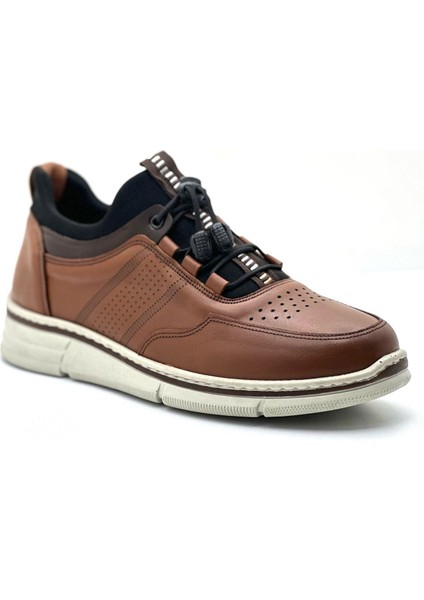 Erkek Hakiki Deri Kahverengi Streç Ayakkabı