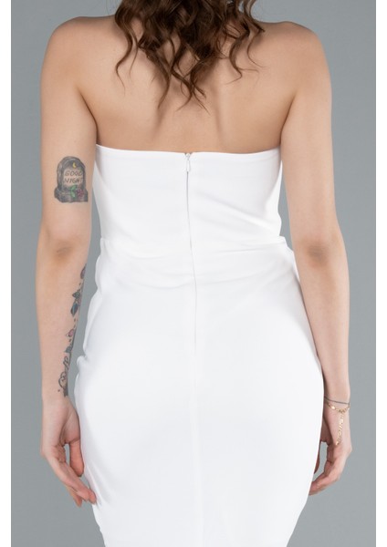 Taşlı Straplez Yaka Uzun Balık Abiye Elbise ABU4687 indirimleri