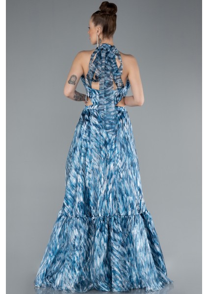 Halter Yaka Cut Out Uzun Empirme Saten Abiye ABU4686 fiyatları