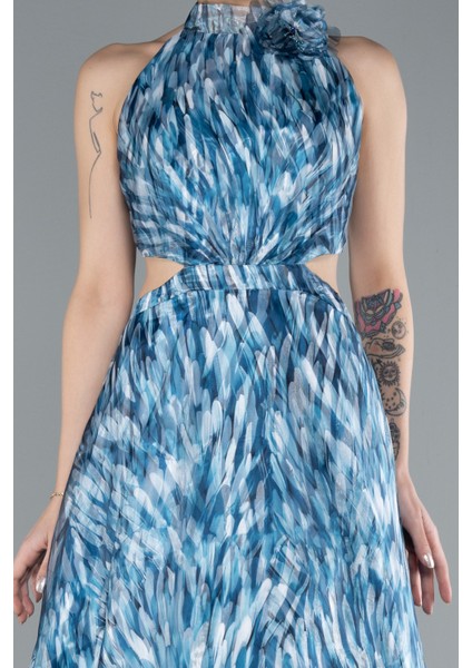 Halter Yaka Cut Out Uzun Empirme Saten Abiye ABU4686 modelleri