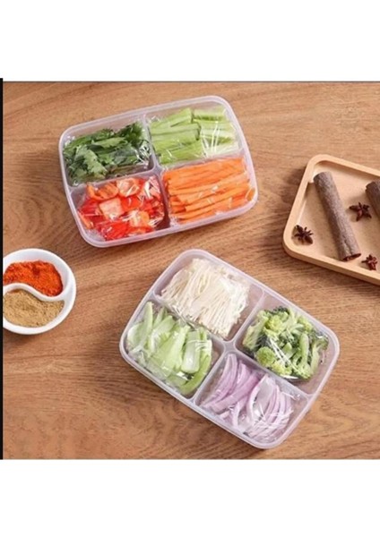 4 Bölmeli Şeffaf Kapaklı Saklama Kabı, Organize ve Güvenli, Turuncu, Plastik, 1 Parça fırsatları