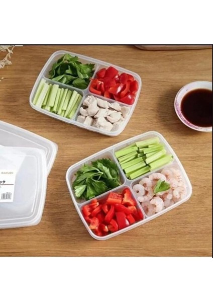 4 Bölmeli Şeffaf Kapaklı Saklama Kabı, Organize ve Güvenli, Turuncu, Plastik, 1 Parça indirimleri