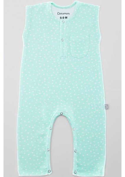 Kolsuz Uzun Bacaklı Çıtçıtlı Bebek Tulum Üçgenler Mint