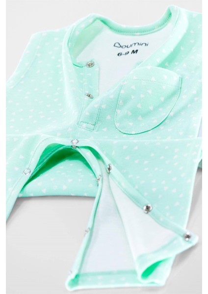 Kolsuz Uzun Bacaklı Çıtçıtlı Bebek Tulum Üçgenler Mint fiyatları