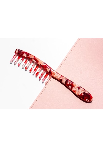 Özel Tasarım Tarak - Kemik Asetat Kırmızı