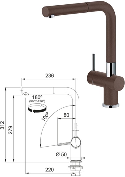 Bfg 611-86/ACTIVE Plus Doccia Eviye Armatür Seti (Dark Brown)