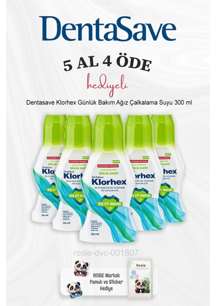 Klorhex Günlük Bakım Ağız Çalkalama Suyu 300 ml 5 Al 4 Öde ve Rosie Pamuk