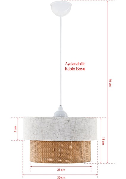 Keten Hasır Natural Rattan Sarkıt Avize
