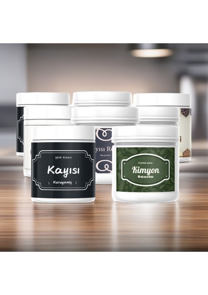 60 Adet Baharat, Bakliyat, Kuruyemiş, Reçel Kavanoz, Organizer Etiket, Suya Dayanıklı Sticker Seti