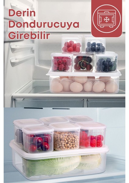 7 Parça Şeffaf Hava ve Sızdırmaz Saklama Kabı Seti, Mikrodalga ve Derin Dondurucu Uyumlu fırsatları