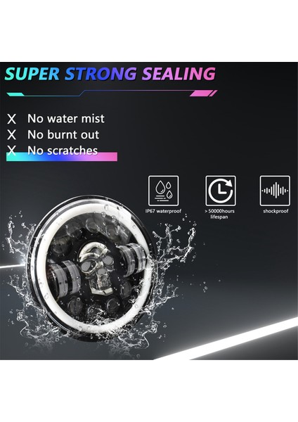 Kafatası Yuvarlak LED Far, 7 Inç LED Far Lambası Offroad Işık Açısı Gözler Jeep Wrangler Jk Tj Lj Cj Hummber H1 H2 Için (Yurt Dışından)