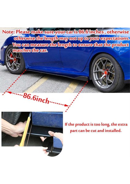 1 Set 2.2m Küçük Çarpışma Önleyici Spoiler Dört Bölmeli Kombine Yan Etek Modifikasyon Parçası Otomobiller Için Evrensel (Yurt Dışından)