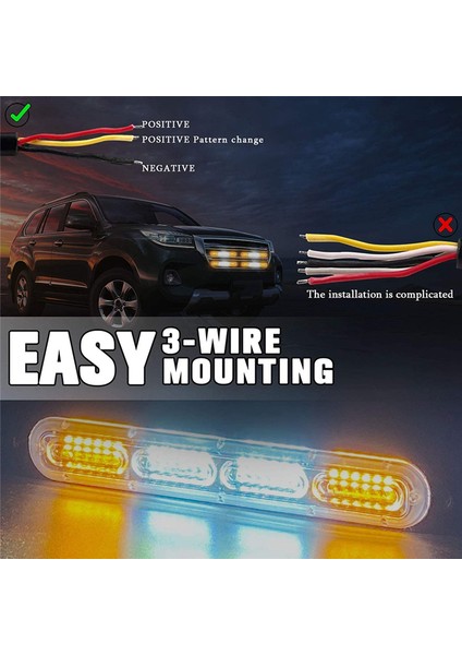 LED Acil Durum Flaş Işığı 24-Led Amber Beyaz Amber Uyarı Işığı Kapalı Yol Itfaiyeci Için Tehlike Inşaat Işığı (Yurt Dışından)