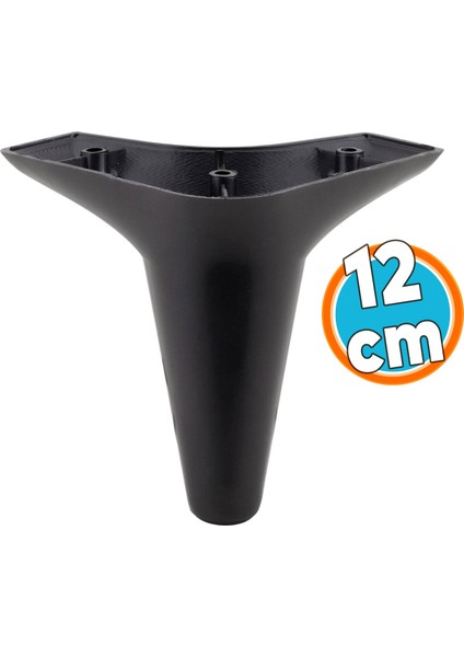 Mobilya Kanepe Sehpa Puf Koltuk Ayağı Siyah Baza Ayak 12 Cm