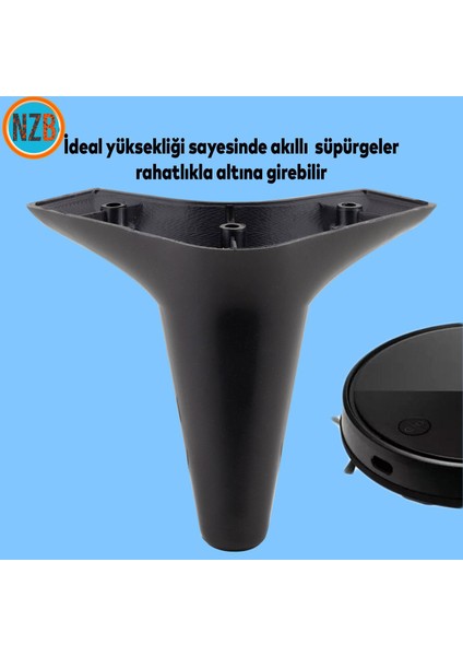Mobilya Kanepe Sehpa Puf Koltuk Ayağı Siyah Baza Ayak 12 Cm