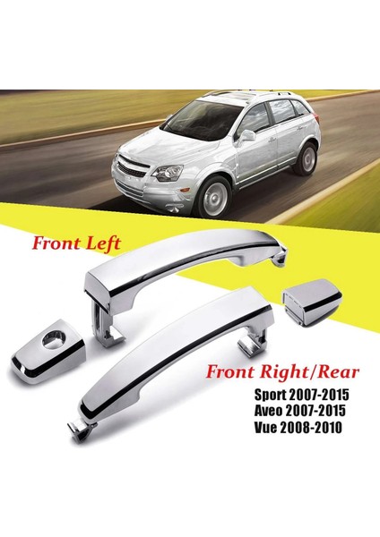 2x Ön Sol Anahtar Deliği ile Ön Sağ/arka Krom Abs Kapı Dış Kolu Kapakları Chevrolet Captiva Sport/aveo/saturn (Yurt Dışından)