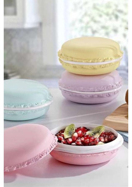 Pembe 400 ml renkli makaron şekilli saklama kabı, şık ve pratik mutfak aksesuarı