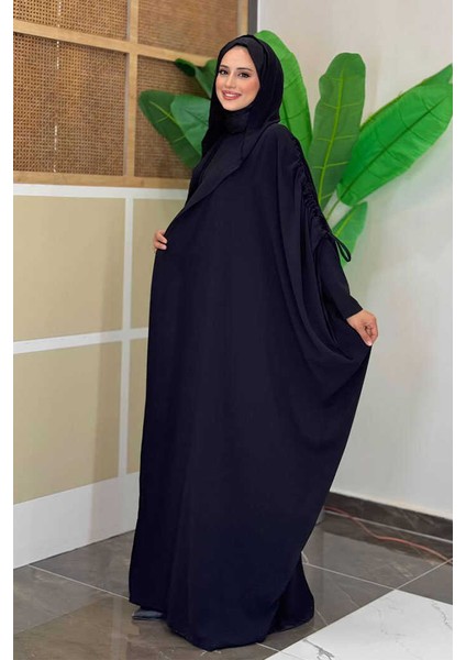 Kapüşonlu Abaya ve Elbise Ikili Takım 70013 Siyah modelleri