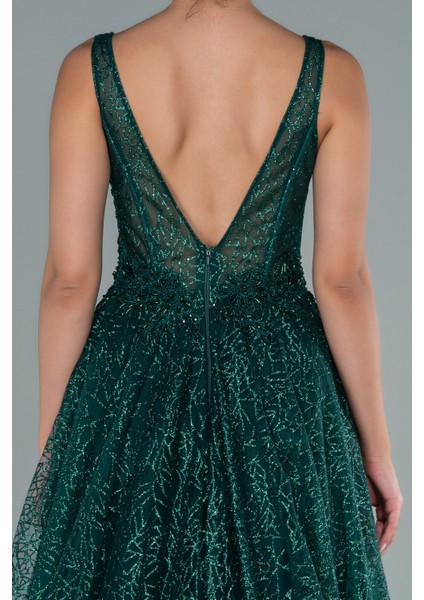 Kolsuz Sırt Dekolteli Uzun Simli Abiye ABU2131 fırsatları