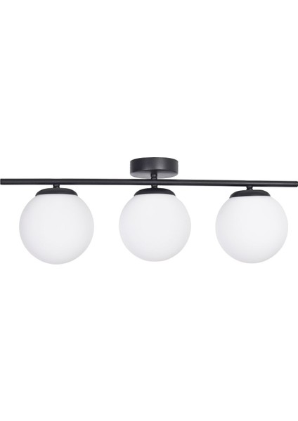 Nika Modern Salon - Mutfak - Yatak Odası Siyah Gövde Beyaz Cam Modern 3 Lü Avize fiyatları