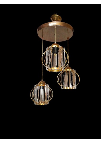 Lüks Bakır-Sarı Renkli Kristal Taşlı Salon, Oturma Odası Avize