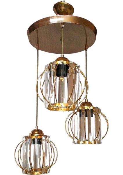 Lüks Bakır-Sarı Renkli Kristal Taşlı Salon, Oturma Odası Avize