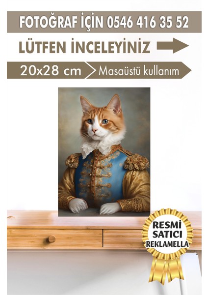 No:23 Kişiye Özel Tasarım Evcil Hayvan Tablosu Patili Hediyelik Kraliyet Kıyafetli Portresi
