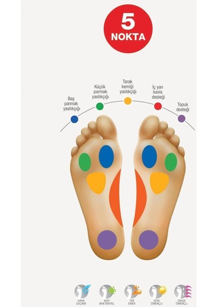 161886 Kadın Ortopedik 5 Nokta Deri Sandalet