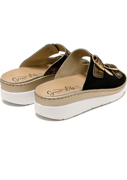Kadın Sandalet 5619 Green Life Stretch Women's Footwear Black indirimleri