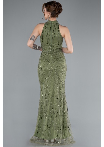 Halter Yaka Boncuklu Uzun Balık Abiye ABU4791 fiyatları