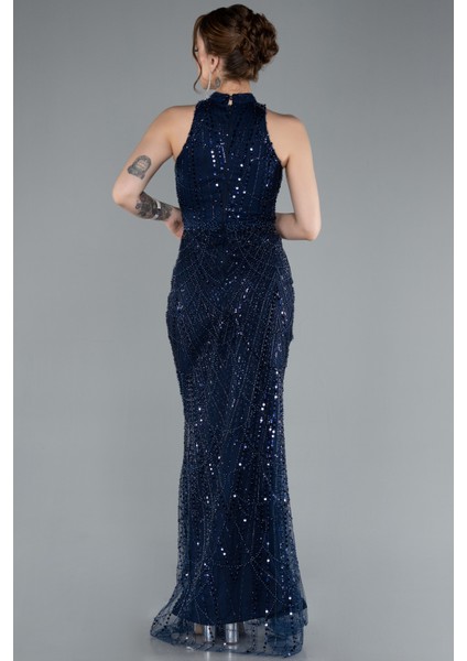 Halter Yaka Boncuklu Uzun Balık Abiye ABU4791 fiyatları