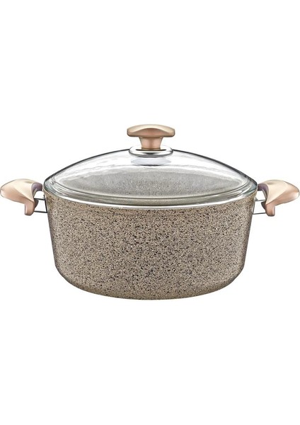 3110 - 2 Parça - Biogranit - 32X12,5 cm 9,2 Litre - Derin Tencere, Sütlü Kahve Gövde ve Detay