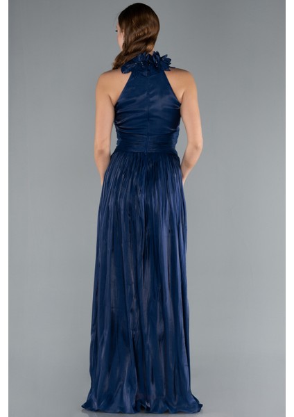 Halter Yaka Uzun Şifon Abiye Elbise ABU4811