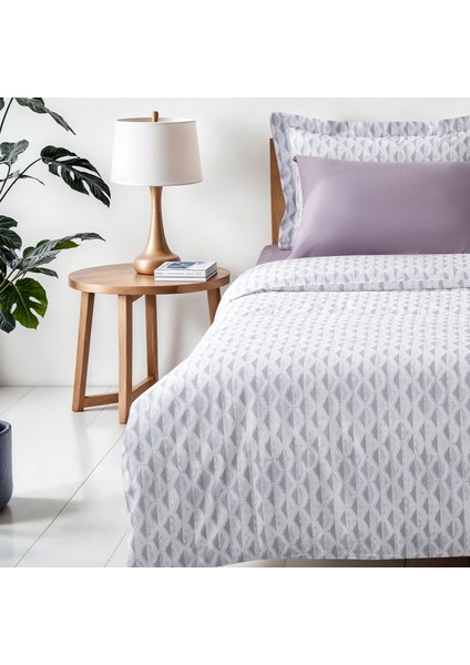 Tria Tek Kişilik Nevresim Takımı %100 Pamuk 210 Tc 83 Tel Saten Digital Baskılı Lila 160X220 cm