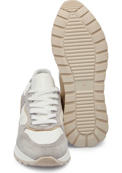 Gri Hakiki Deri Kadın Sneaker - K24I1AY67136-K56