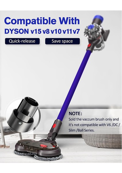 V15 V8 V7 V10 V11 Elektrikli Süpürge Için Elektrikli Kuru Islak Paspas Başlığı, Çıkarılabilir Su Tankı, 6 Paspas Bezi (Yurt Dışından)
